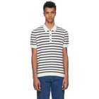 Burberry White and Black Striped Polo
