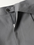 Stòffa - Tapered Pleated Peached-Cotton Trousers - Gray