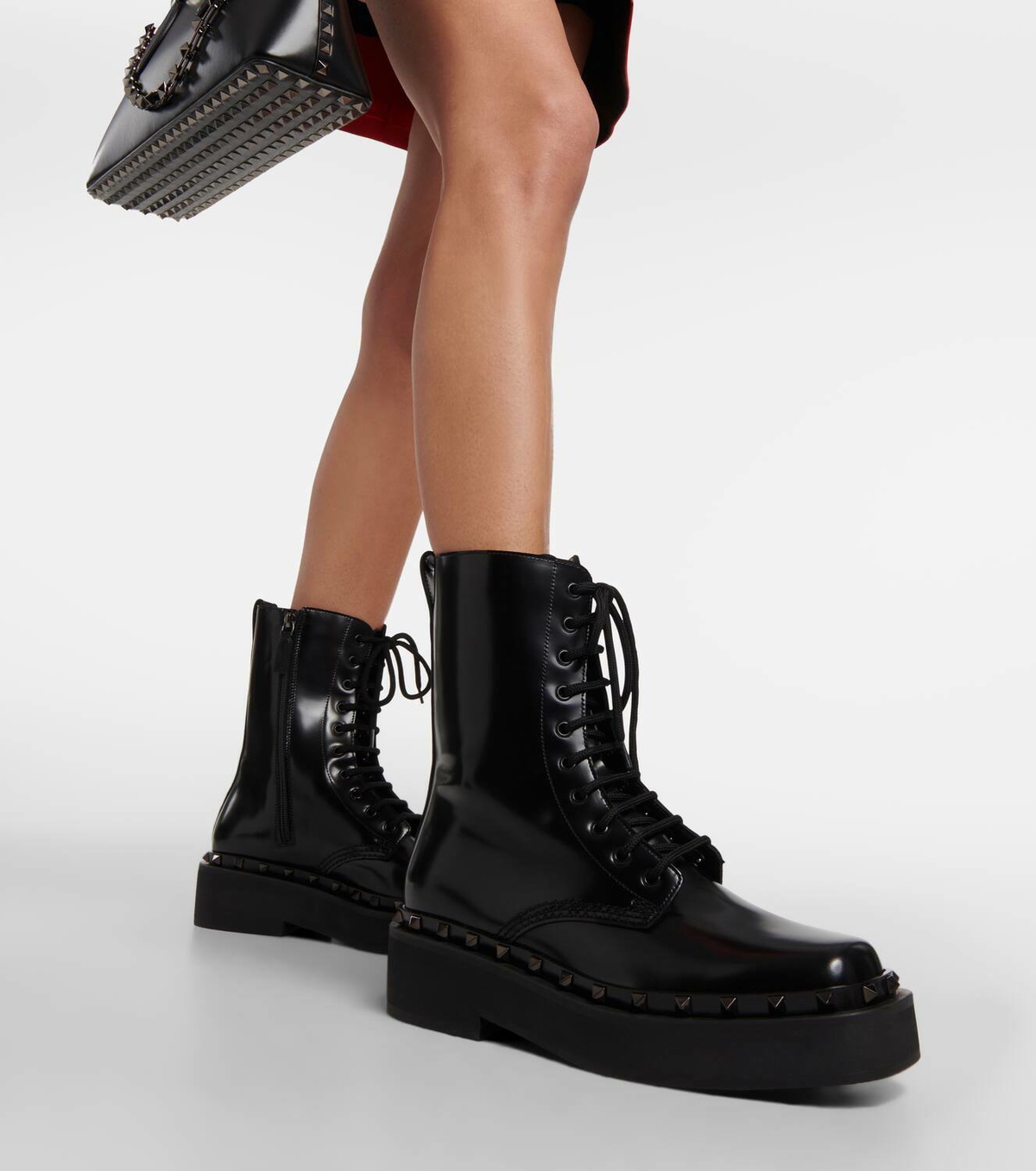 Valentino Garavani Rockstud M Way leather combat boots