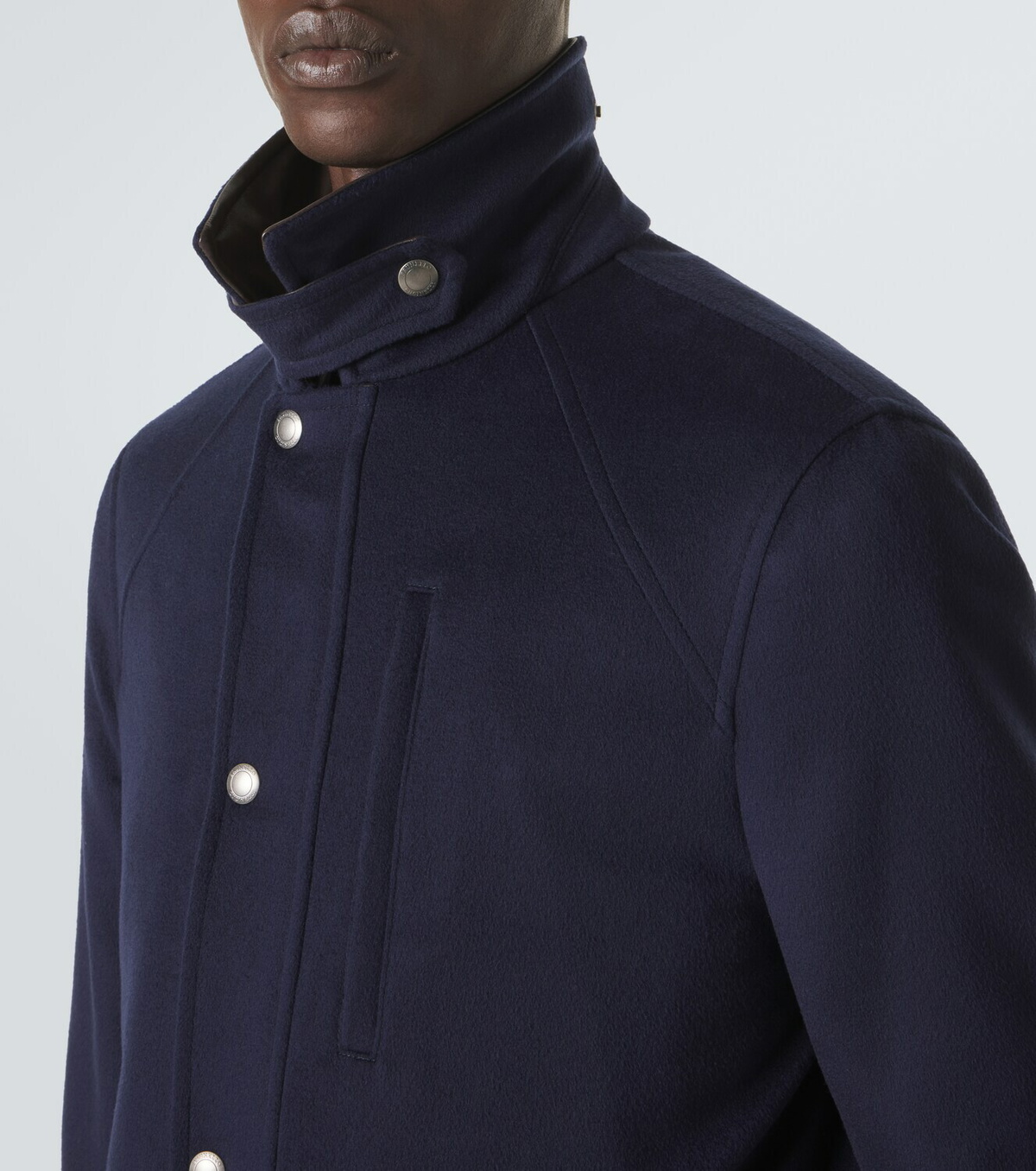 Brunello Cucinelli Leather-trimmed wool jacket