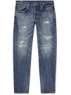 EDWIN - Tapered Distressed Selvedge Denim Jeans - Blue