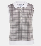 Thom Browne 4-Bar checked silk and cotton top