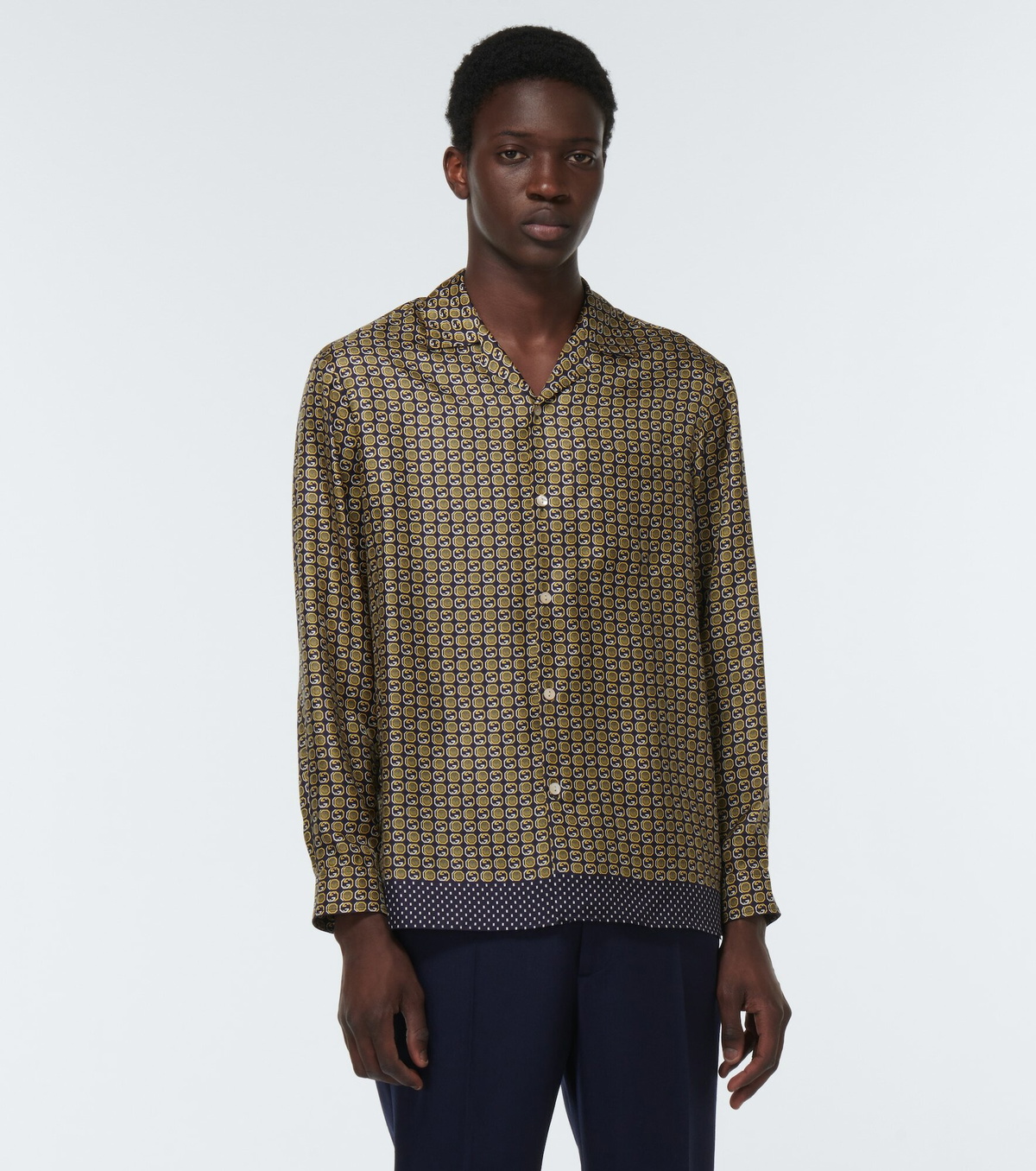 Gucci - Geometric Interlocking G print silk shirt Gucci