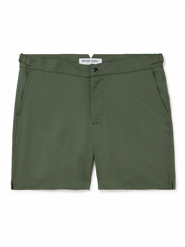 Photo: Frescobol Carioca - Rio Slim-Fit Mid-Length Recycled Swim Shorts - Green