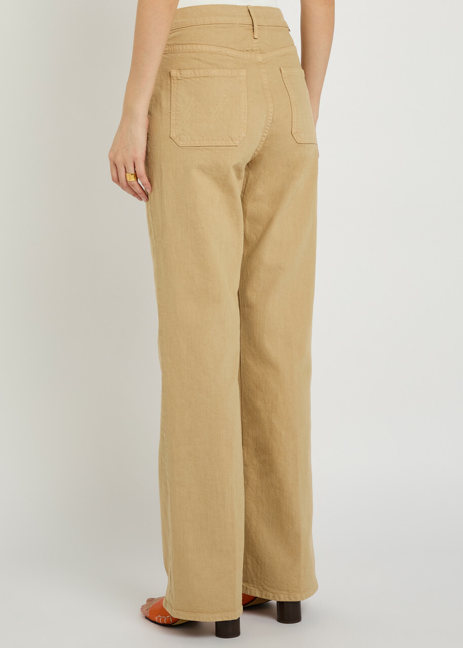 Mother Patch Pocket Brooke Wide-leg Stretch-denim Jeans Beige