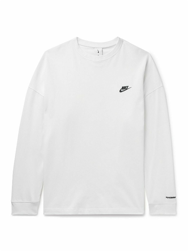 Photo: Nike - PEACEMINUSONE NRG Logo-Embroidered Printed Cotton-Jersey T-Shirt - White
