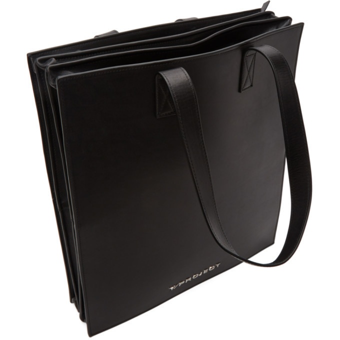 Y/Project Black Leather Accordion Tote Y/Project