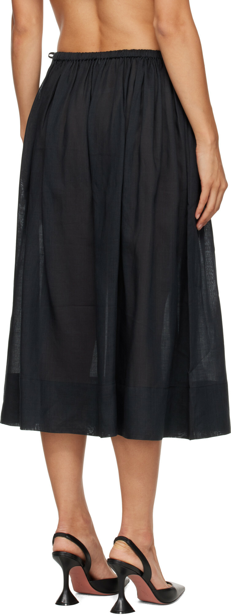 St. Agni Black Transparent Midi Skirt