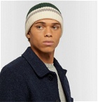 The Workers Club - Striped Ribbed Merino Wool Beanie - Neutrals