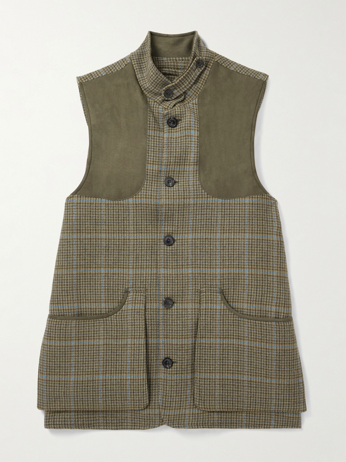 Purdey - Faux Suede-Trimmed Wool-Tweed Gilet - Brown