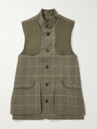 Purdey - Faux Suede-Trimmed Wool-Tweed Gilet - Brown
