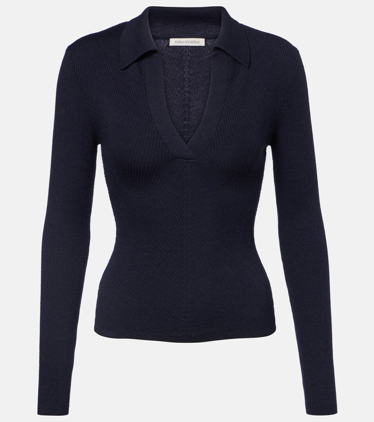 Emilia Wickstead Austin ribbed-knit wool polo sweater