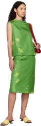 AO Yes Green Layered Print Midi Skirt