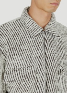 Stripe Knit Jacket in White