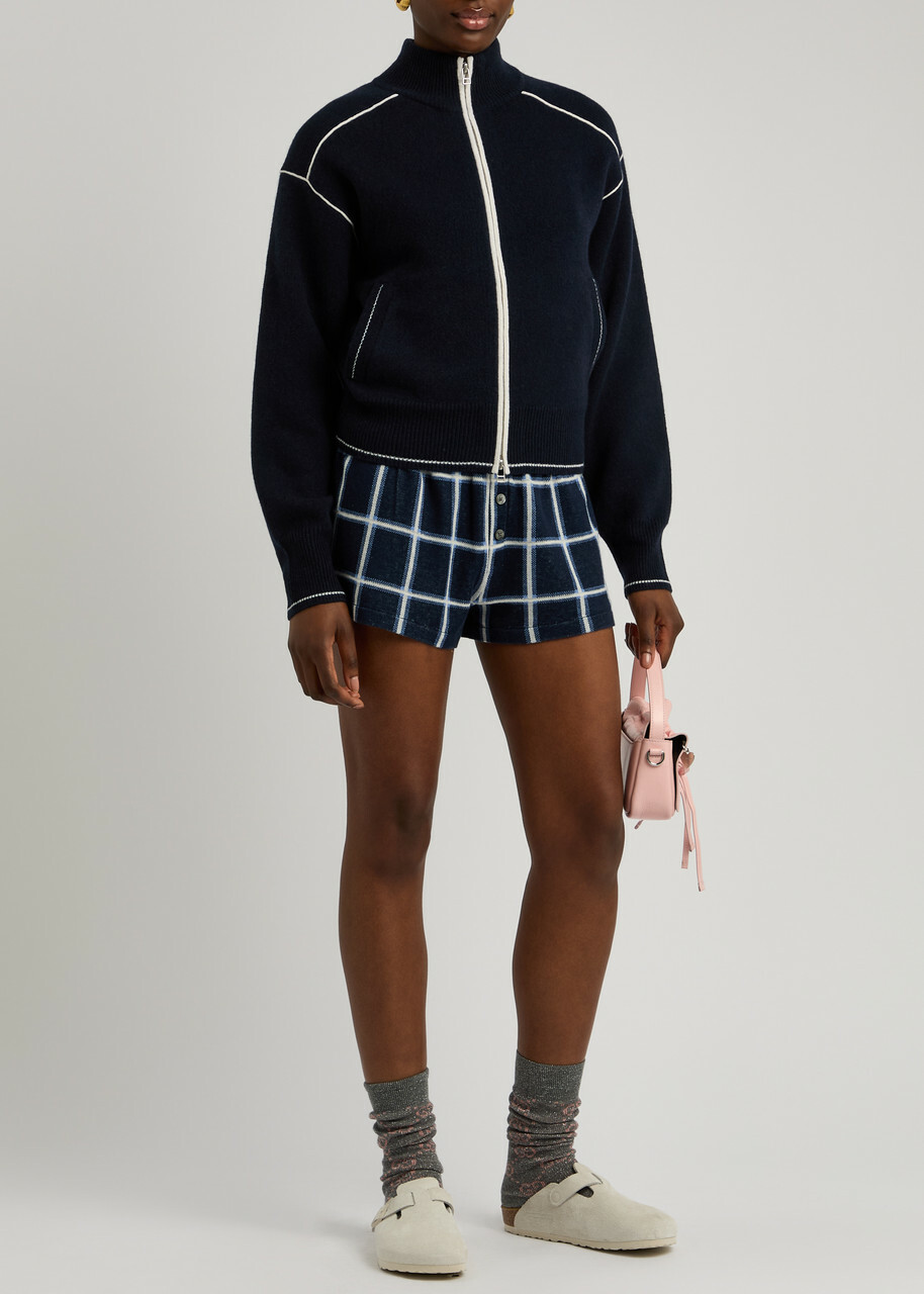 Guest In Residence Panelled Cashmere Track Jacket Navy