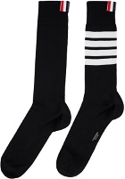 Thom Browne Black 4-Bar Stripe Socks