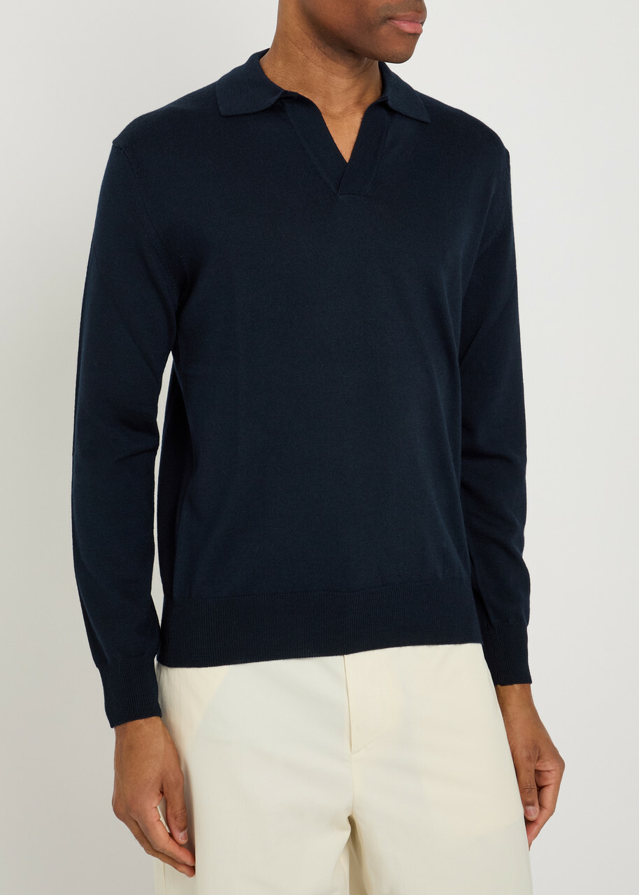 Aurélien Wool Polo Shirt Navy