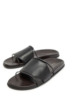 The Row Vivienne Leather Sliders Black