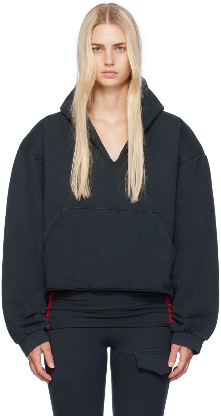 GREG ROSS SSENSE Exclusive Black V-Neck Hoodie