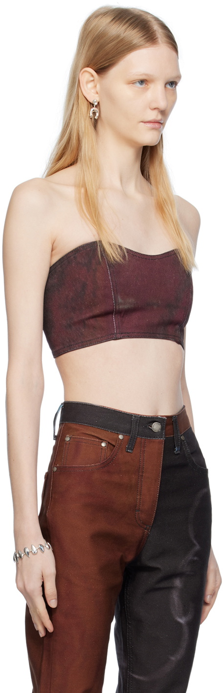 Serapis SSENSE Exclusive Burgundy Denim Camisole