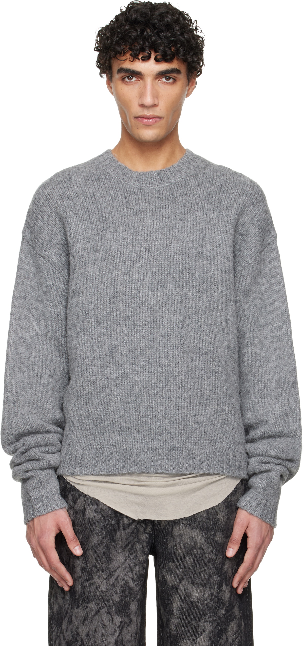 HELIOT EMIL Gray Distressed Sweater Heliot Emil