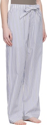 Tekla White & Blue Poplin Pyjama Pants