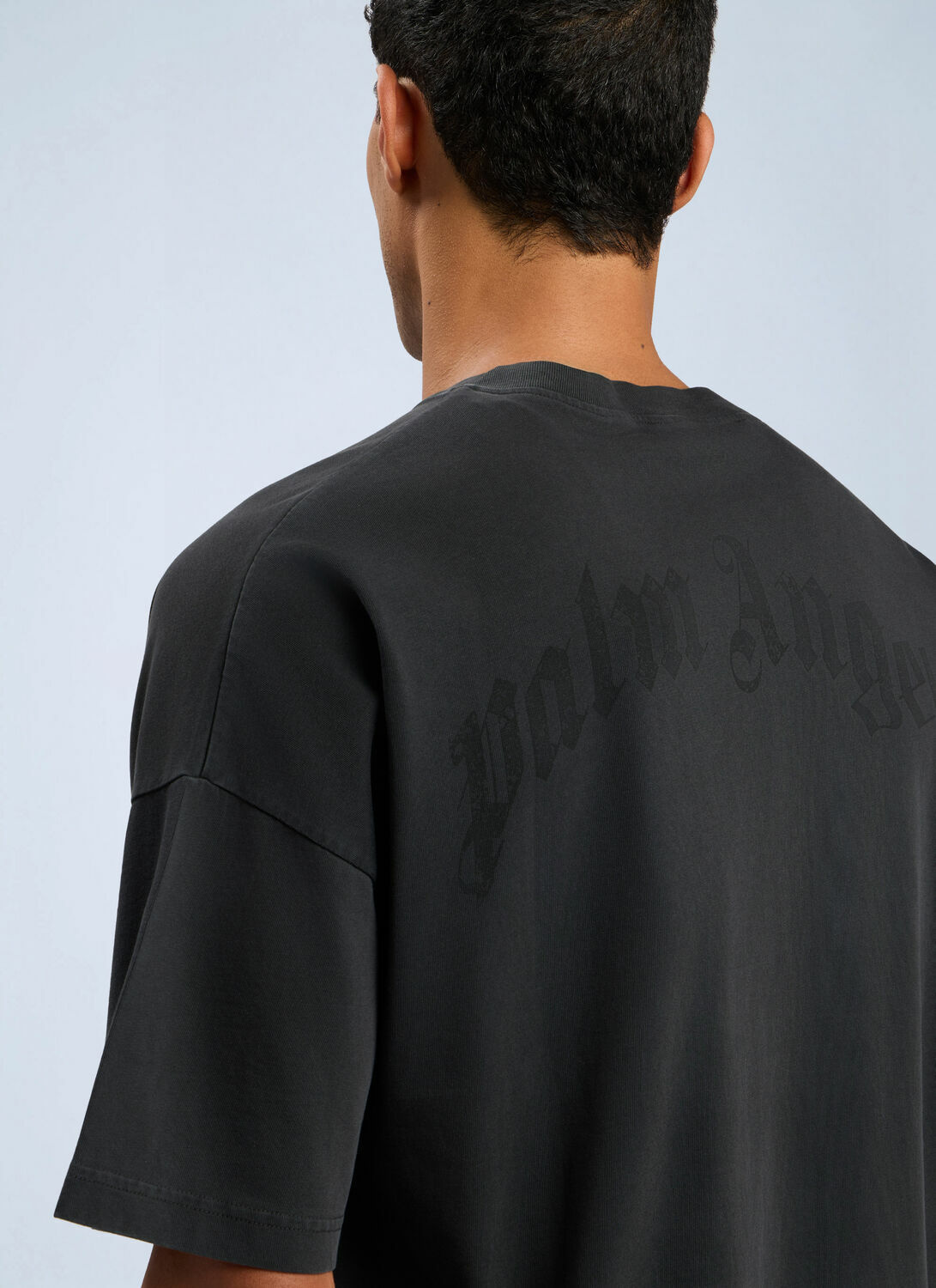 Palm Angels Curved Logo Loose Collar T-Shirt