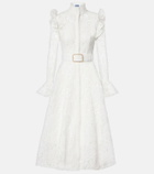 Leo Lin Aliyah belted lace midi dress