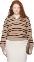 &Daughter Beige Edie Stripe Polo