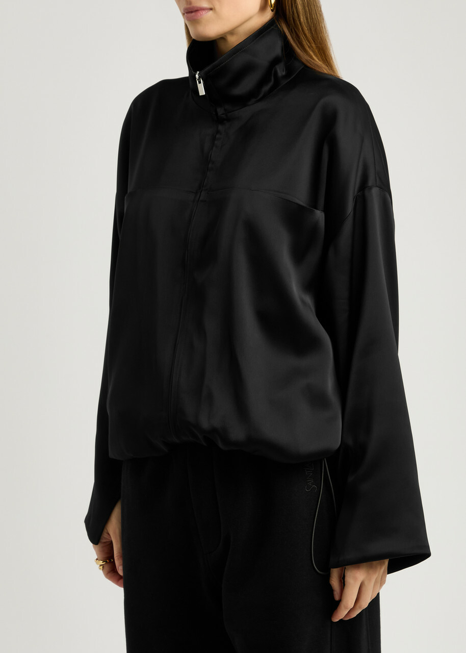 Esse Studios Archie Satin Bomber Jacket Black