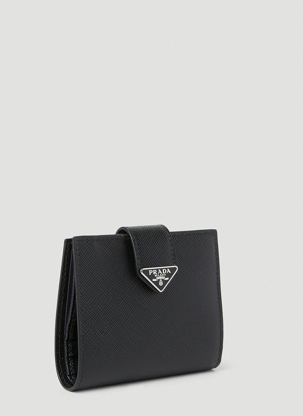 Prada Logo Plaque Coin Wallet in Black