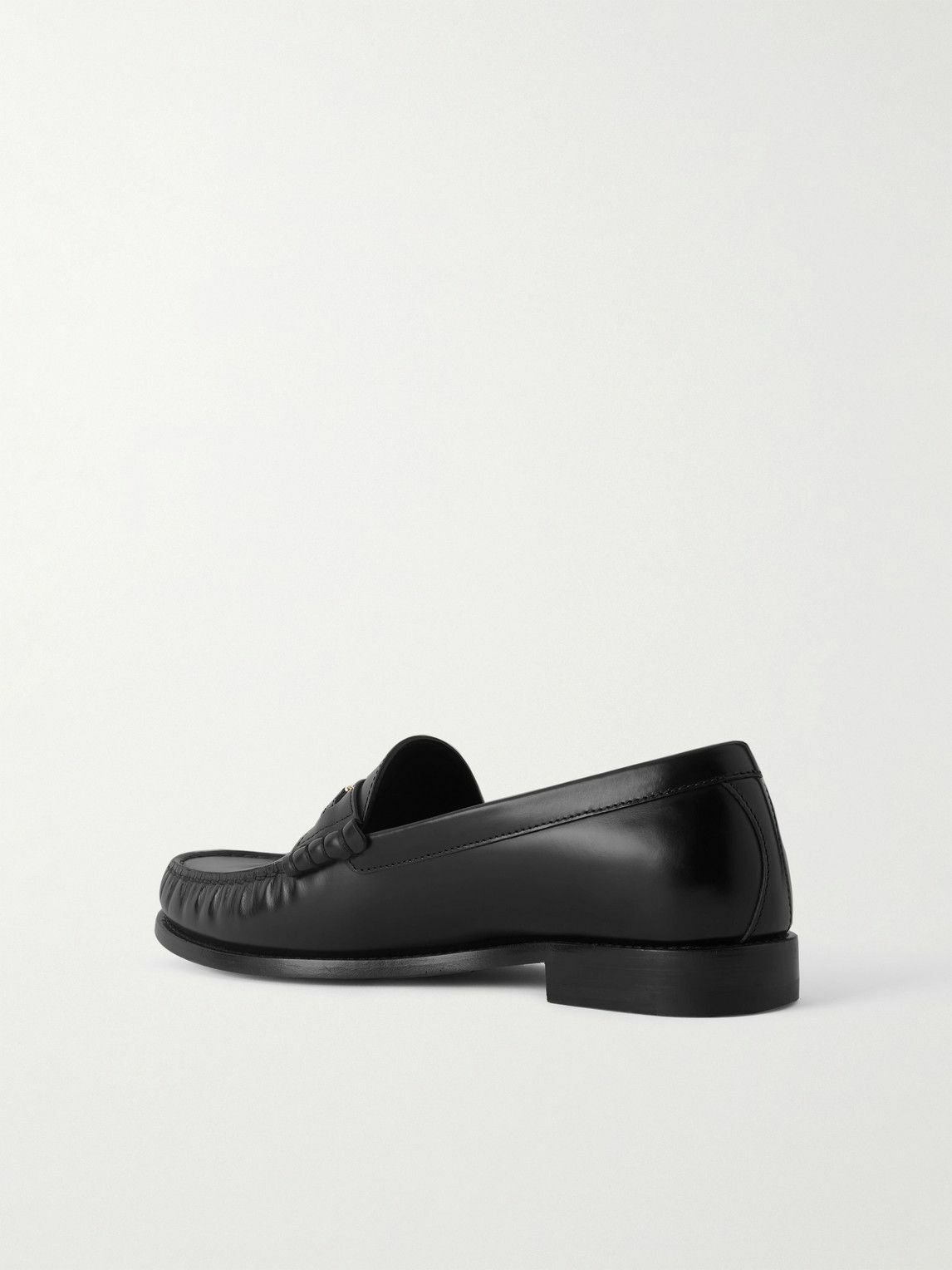 CELINE - Triomphe Logo-Embellished Leather Loafers - Black