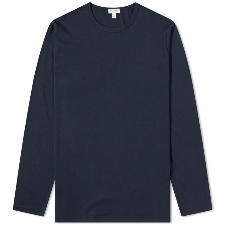 Photo: Sunspel Men's Lounge Long Sleeve T-Shirt in Navy