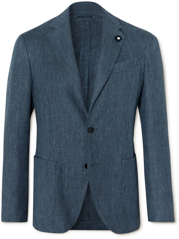 Photo: Lardini - Unstructured Linen and Cotton-Blend Blazer - Blue