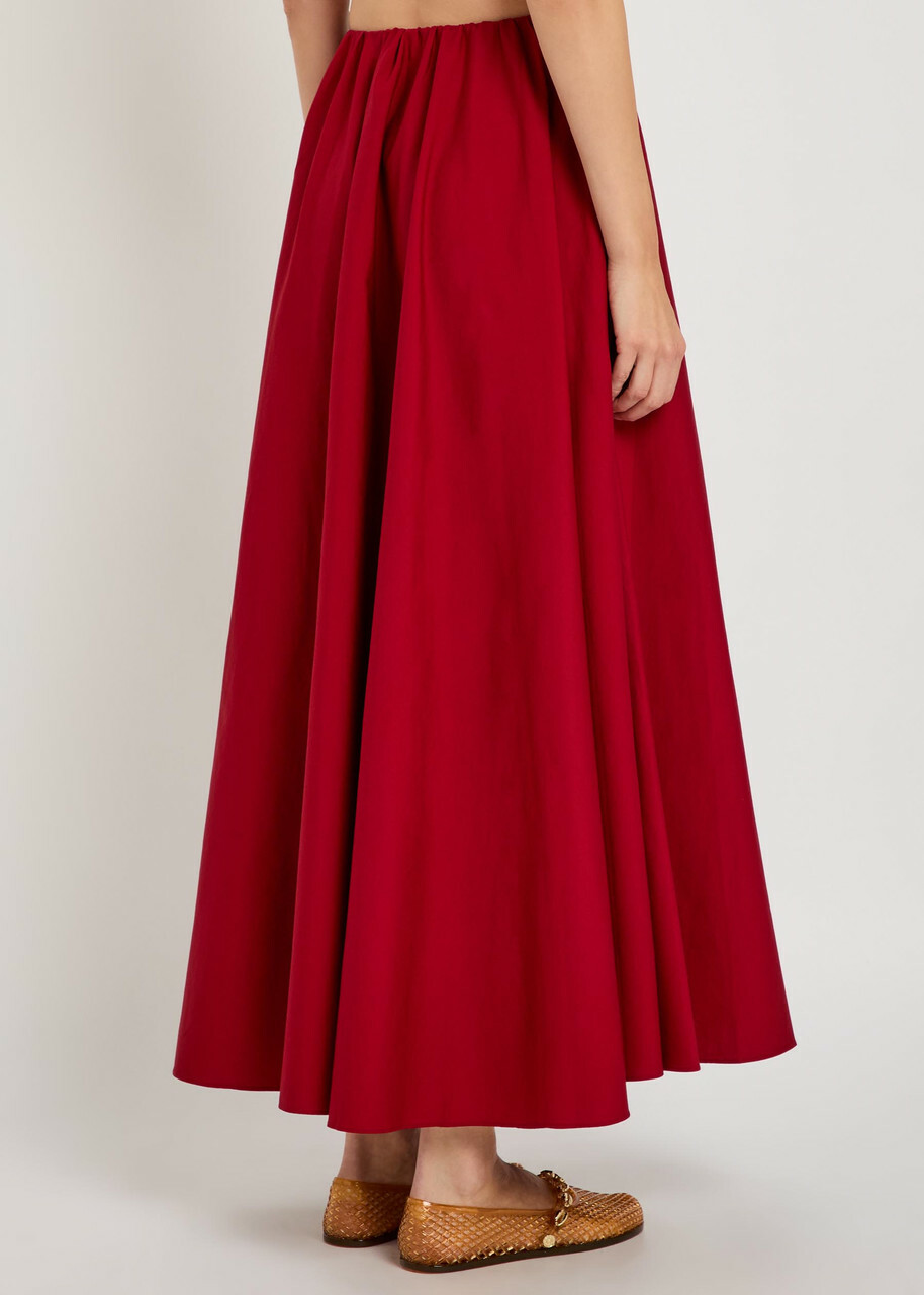 Staud Milano Stretch-cotton Maxi Skirt Red