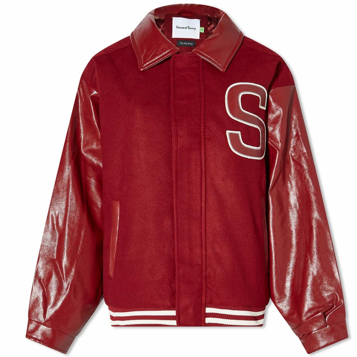 Photo: House Of Sunny Women's Vinyl Free Fallin Bomber Jacket in Blood Red