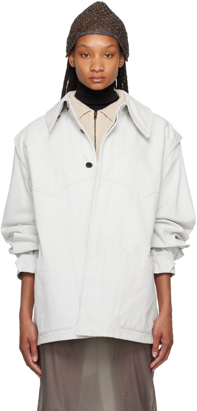 ジャケット MAISON MARGIELA Women Jackets S29HP0001S18269101 White Maison Margiela Off-White Patch Pocket Denim Jacket Maison