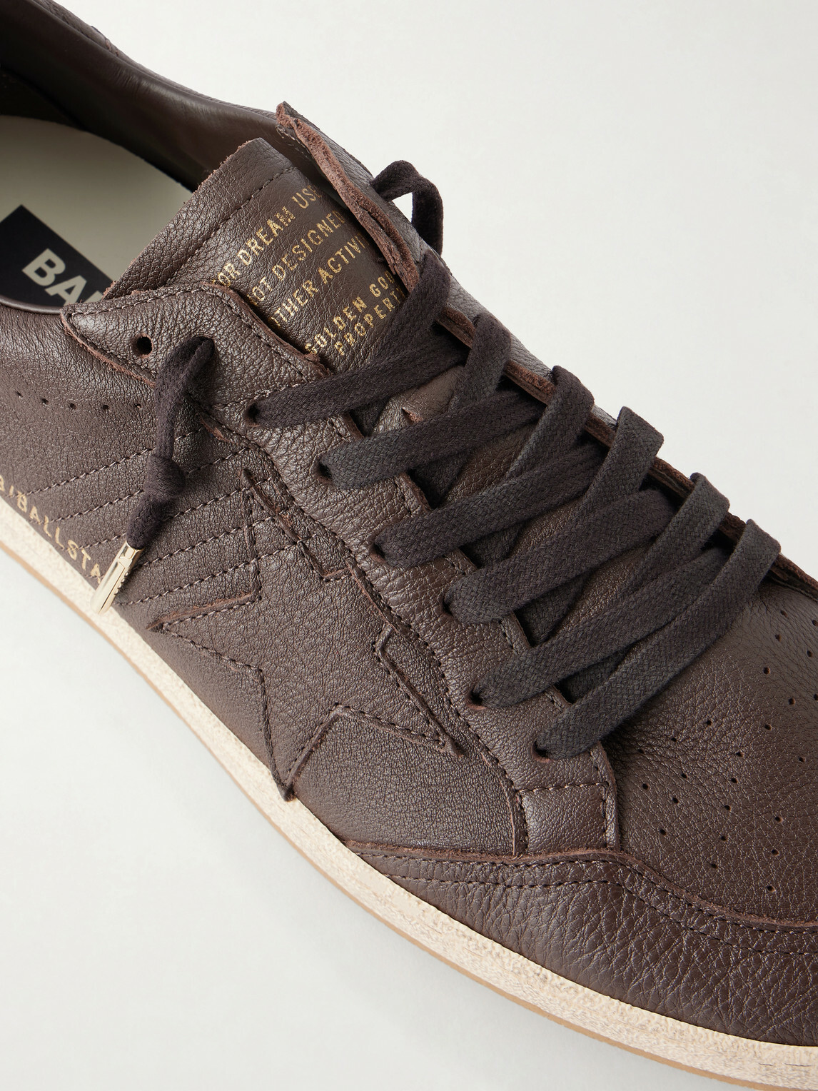 Golden Goose - Ball Star Distressed Leather Sneakers - Brown