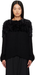 Junya Watanabe Black Mole Jersey Hand Knitting Wool Rib Sweater