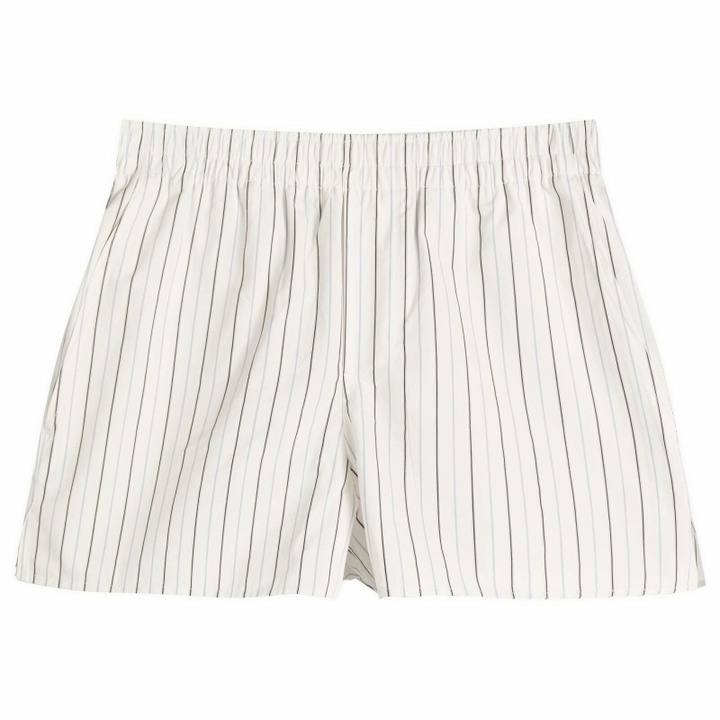 Photo: AMI Paris Women's Elasticated Shorts in Off White/Blue