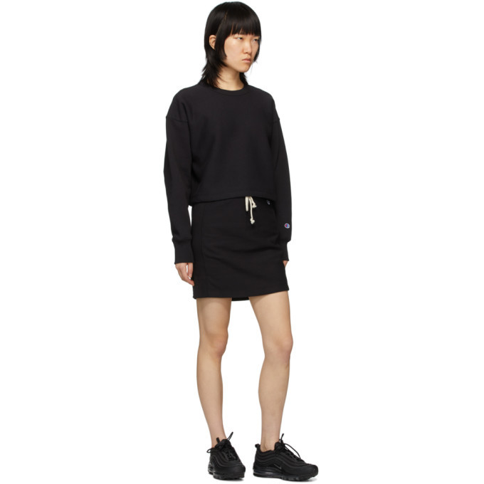 Champion Reverse Weave Black Cropped Crewneck Sweatshirt