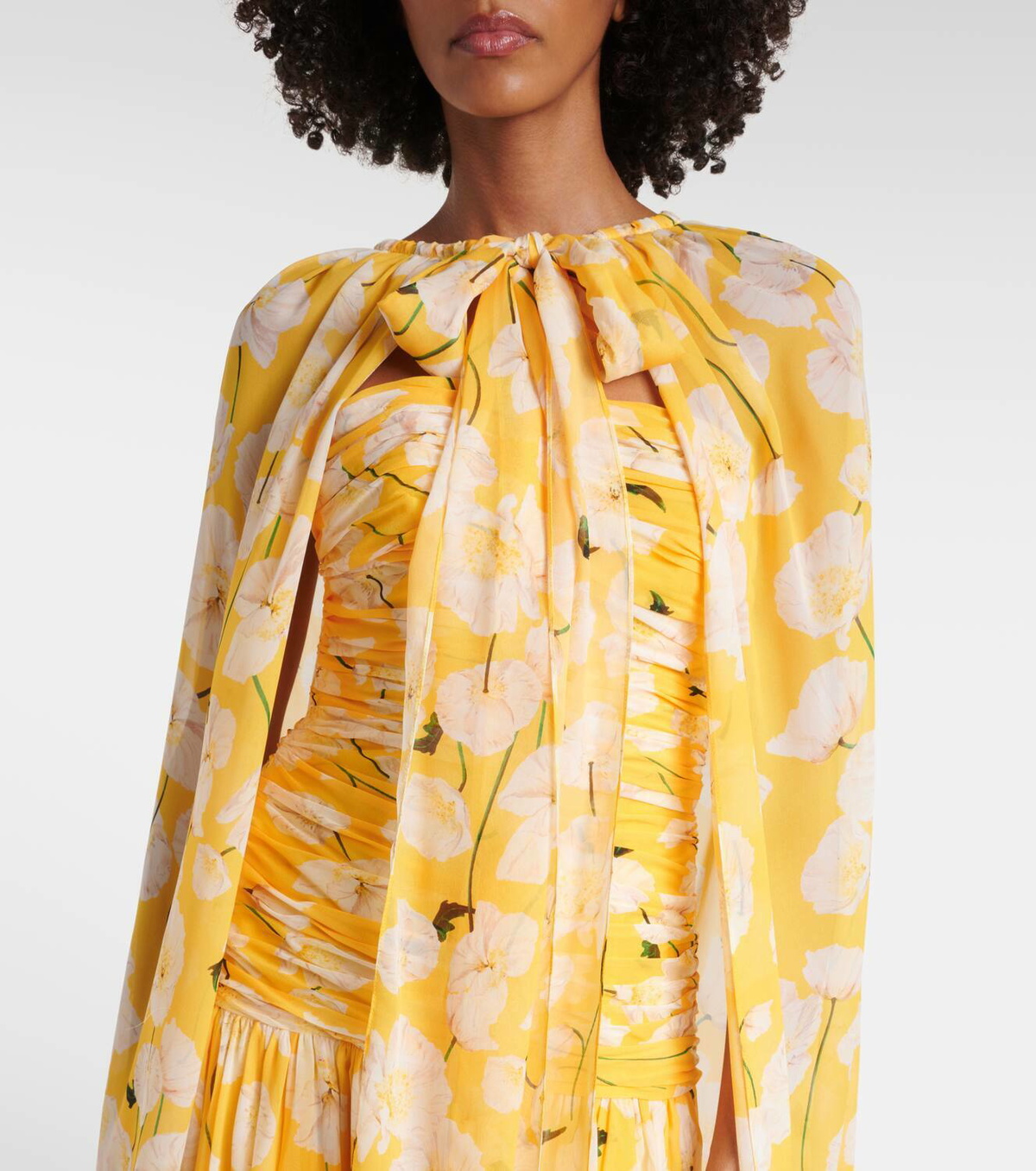 Carolina Herrera Gathered caped silk gown