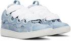 Lanvin Blue Curb Denim-Effect Leather Sneakers
