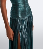 Retrofête Monterey cutout strapless lamé bustier gown