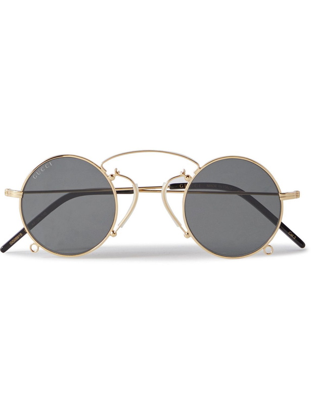 Photo: Gucci Eyewear - Round-Frame Gold-Tone Sunglasses