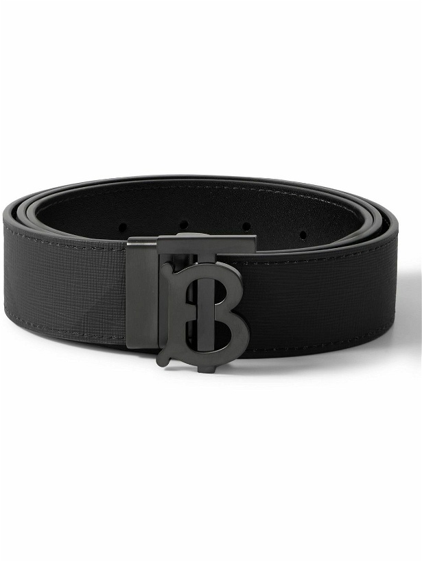 Photo: Burberry - 3.5cm Reversible Checked E-Canvas and Leather Belt - Gray