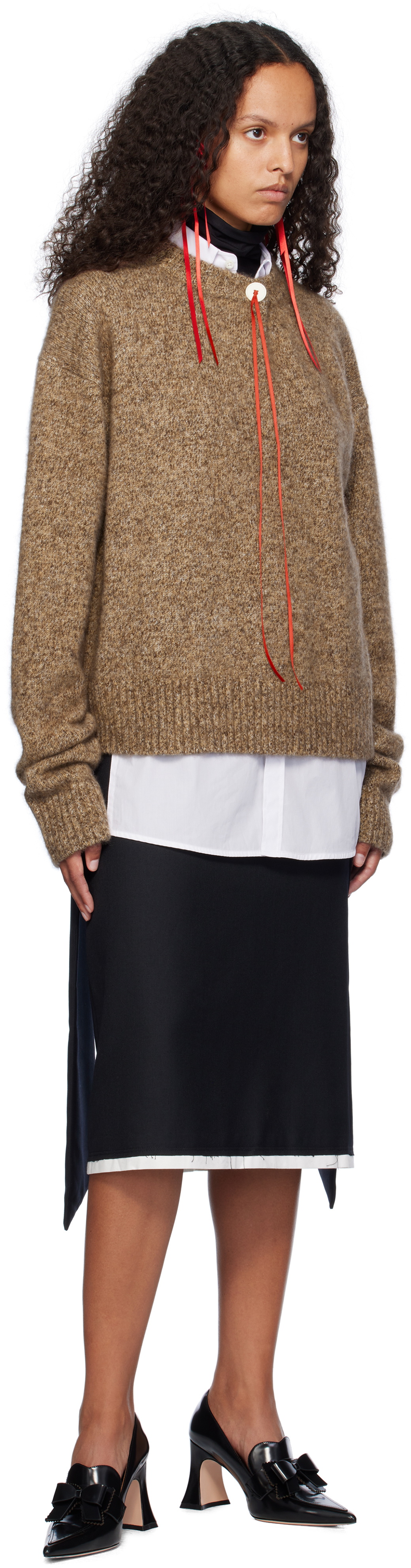 AO Yes Brown One Button Sweater