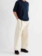 STUDIO NICHOLSON - Luro Wool, Silk and Cashmere-Blend Polo Shirt - Blue