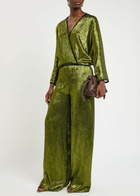 Forte_forte Lamé Voile Trousers Green