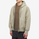 Sacai Men's Nylon Twill & Sponge Sweat Hoody in Khaki/Beige